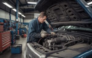 Oil Can Man Mechanic Working omn Diesel Engine