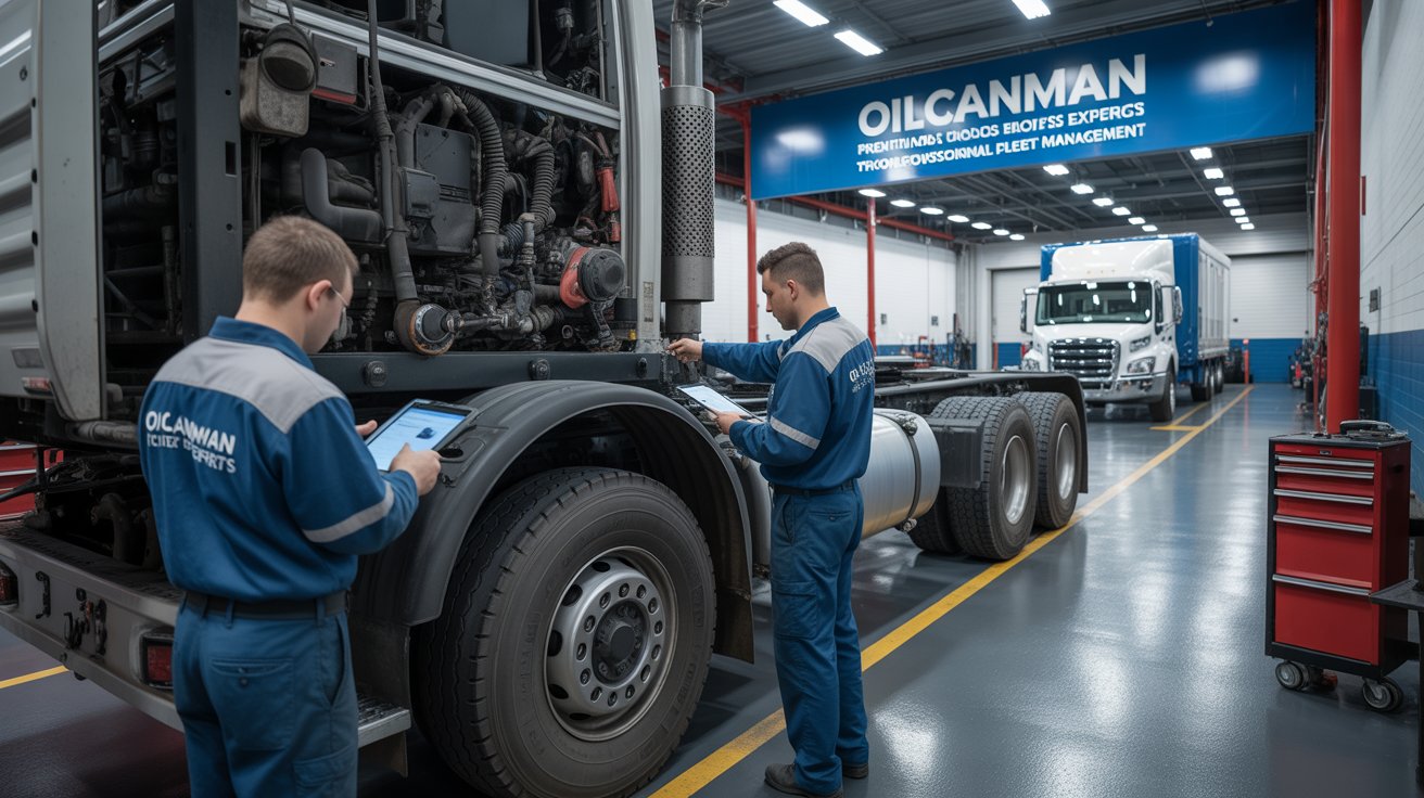 Oil Can Man Fleet Expert is checking cargo trucks to Reduce Repair Delays
