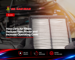 Clean automotive air filter held during a vehicle maintenance inspection, illustrating how proper air filter replacement helps improve fleet performance, fuel efficiency, and operating costs.